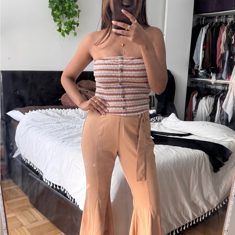 Stylish Tan Flared Pants